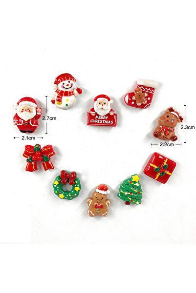 Choice ١٠ قطع من مغناطيسات الثلاجة الحمراء لعيد الميلاد، هدية على شكل مجسم طع...