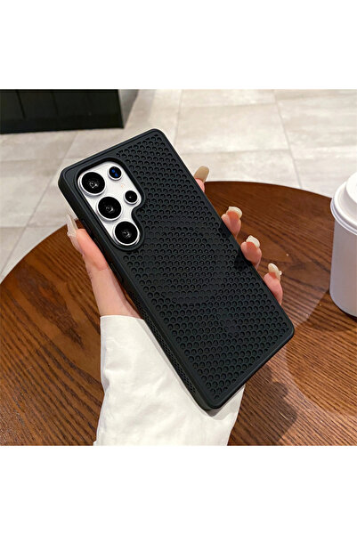 Choice جراب فاخر أسود اللون من سامسونج جالاكسي S22 ألترا، قابل للتنفس وتبديد ...