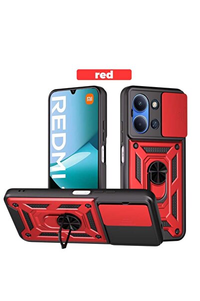 Choice4 جراب حماية أحمر مقاوم للصدمات لهاتف POCO C85 (171 مم) مع حامل للسيارة...