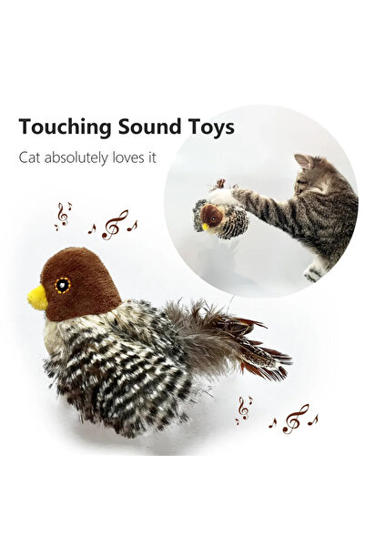 Choice1 لعبة عصفور تفاعلية قابل للغسل للقطط، لعبة قطيفة وبري طائر طائر تصدر ص...