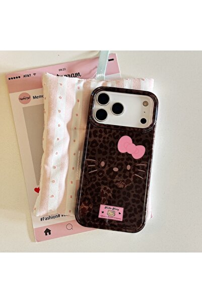 choice2 غلاف هاتف iPhone 17 Pro بني اللون مطبوع بنقشة الفهد، مزود برموز تعبير...