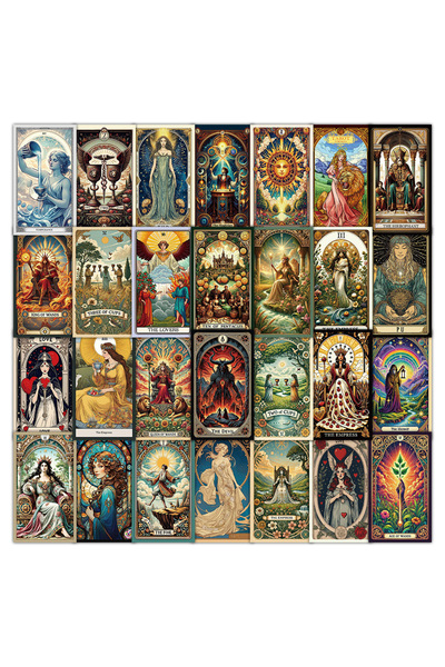 Choice 48pcs 48pcs Tarot card sticker retro art water cup notebook hand accou...