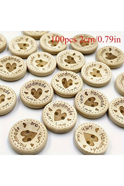 choice2 20mm 100pcs Heart-Shaped Wooden Buttons - Assorted Sizes 15mm/20mm/25...