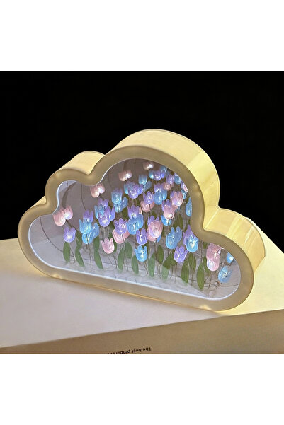 Choice RGB DIY Cloud Mirror Tulip Lamp Night Light Girl Bedroom Ornaments Pho...