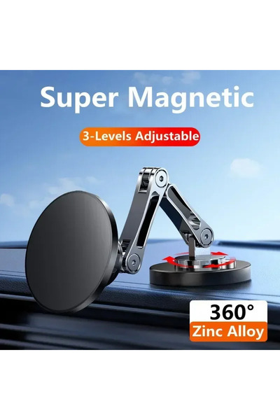 Choice حامل هاتف مغناطيسي قوي أسود اللون، حامل سيارة قابل للطي مصنوع من سبيكة...