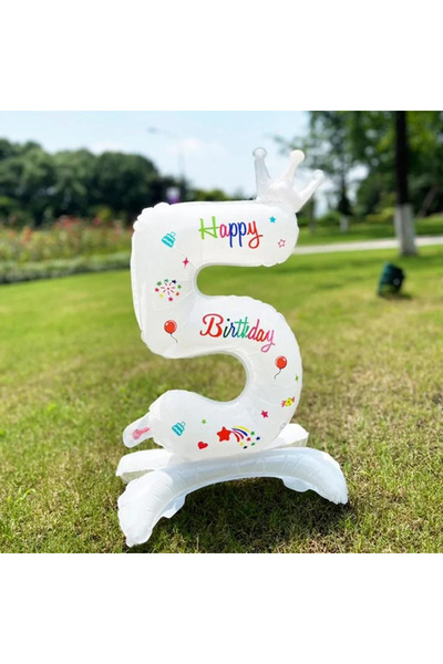 Choice7 32inch number 5 1pc 32 inch White number Standing Aluminum Film Ballo...