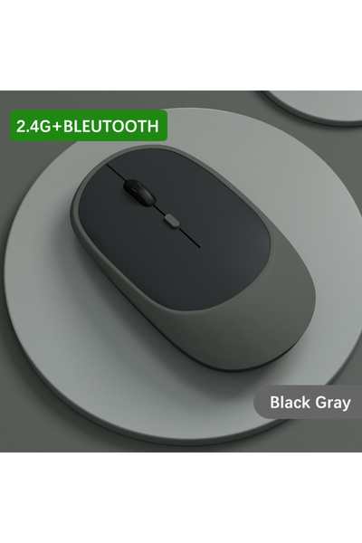 Choice3 ماوس لاسلكي قابل لإعادة الشحن، أسود ورمادي، للألعاب، ثنائي الوضع، متو...