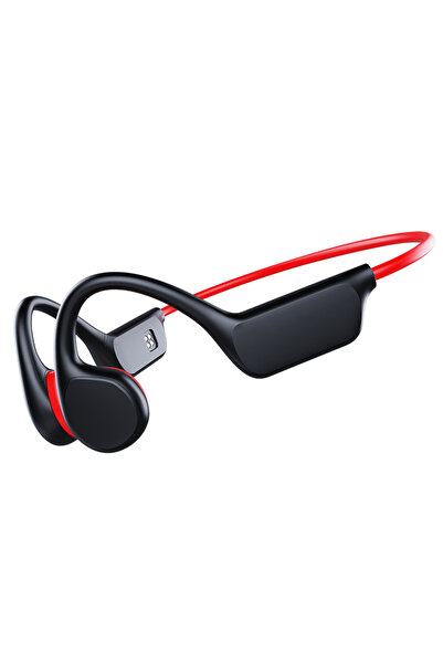 Choice1 سماعات رأس لاسلكية بتقنية توصيل العظام، لون أسود وأحمر، مزودة بتقنية ...