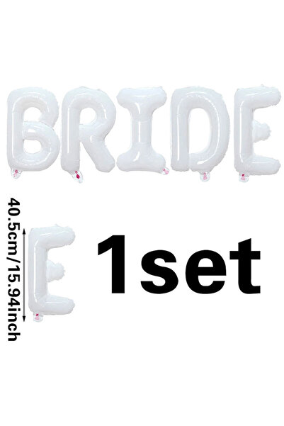 choice2 other WHITE 1 Set 16-Inch White "BRIDE" Letter Foil Balloon For Bache...