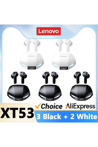 Choice1 سماعات أذن لاسلكية لينوفو XT53، لون أسود 3، لون أبيض 2، 5 قطع، بلوتوث...