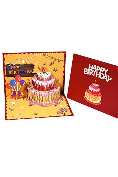 Choice6 Cake Happy Birthday Pop Up Card Sakura Sunflower Envelope Elegant 3D ...