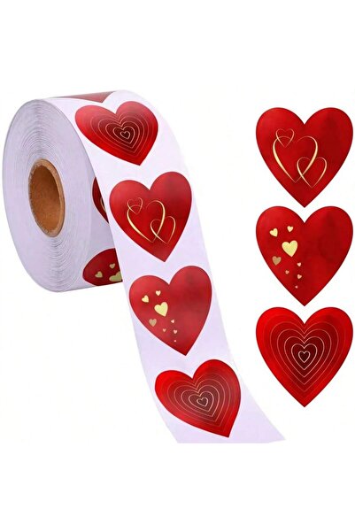 Choice ملصقات قلوب حمراء لعيد الحب، 2.5 سم، لفة واحدة، ملصقات زخرفية على شكل ...