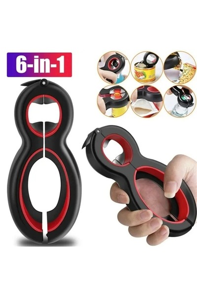 Choice فتاحة علب متعددة الوظائف 6 في 1، فتاحة زجاجات بيرة بسيطة، ماسك برطمانا...