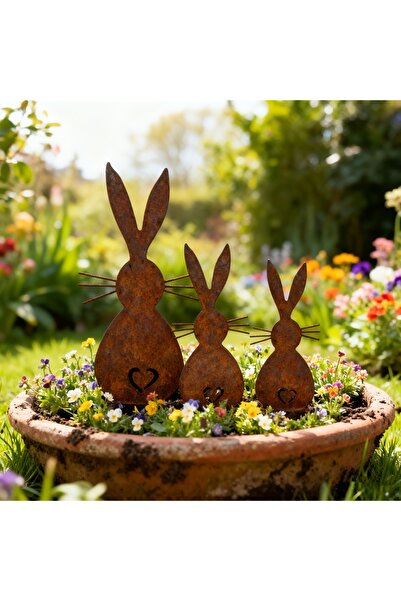 Choice 3 قطع من أوتاد الحديقة المعدنية لعيد الفصح، أوتاد أرضية مسطحة ثنائية ا...