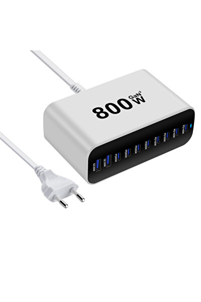 Choice4 شاحن هاتف محمول مكتبي من نوع GaN بقوة 800 واط، أبيض، أوروبي، 10 منافذ...