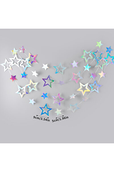 choice2 زينة معلقة على شكل نجمة فضية ليزرية بطول 4 أمتار، مزينة بدائرة منقطة ...