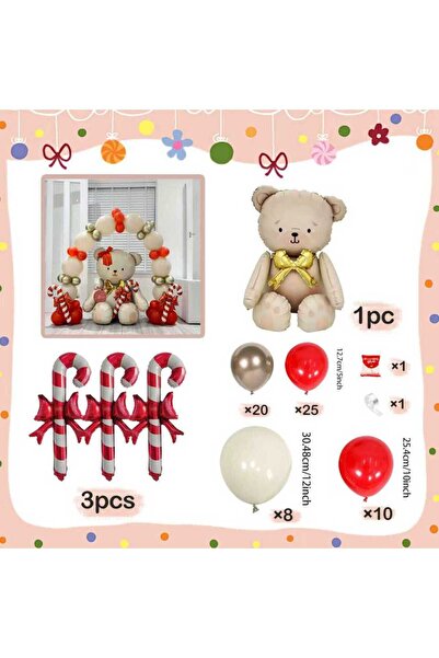 Choice3 Other Style 4 Matte white bow teddy bear balloon set latex ballo for ...