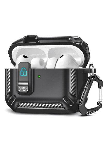 Choice16 جراب حماية أسود لسماعات AirPods Pro 3، مزود بحبل، مقاوم للصدمات