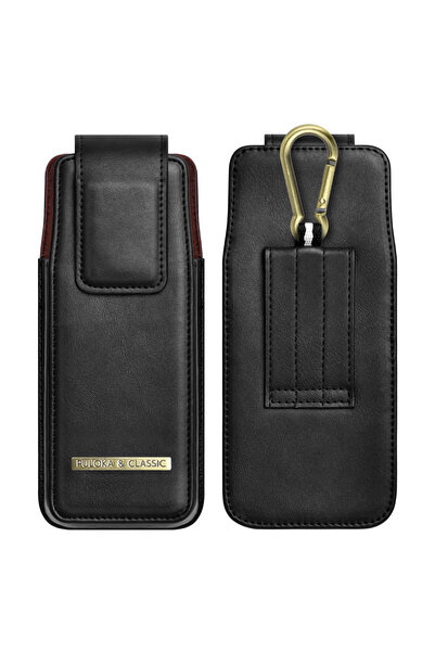 Choice حقيبة حزام خصر للهاتف المحمول من جلد البولي يوريثان الأسود الفاخر من P...