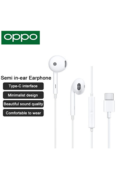 Choice سماعة أذن بأسلاك أصلية من أوبو، طراز MH135، من النوع C، لون أبيض، نصف ...