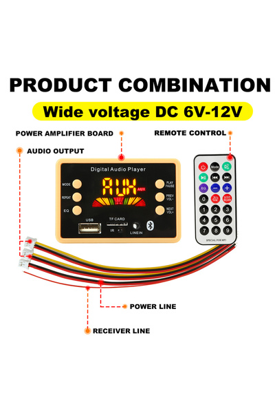 Choice لوحة فك تشفير MP3 و WMA للسيارة بدون مضخم صوت، تعمل بجهد 12 فولت تيار ...