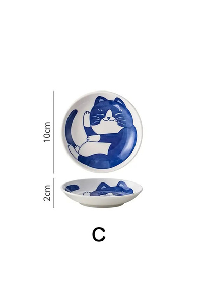 Choice3 1pcs C Creative Cartoon Lucky Cat Ceramic Dessert Sauce Dish Fruit Su...