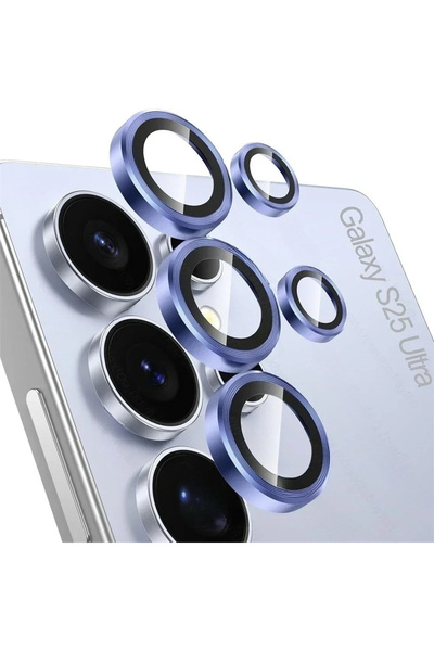 Choice12 For Galaxy S25 Edge Light Blue Tempered glass Metal Ring HD Camera L...