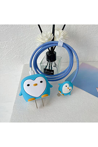 Choice3 جراب حماية شاحن بلو بينجوين 62 لهاتف آيفون، كابل بيانات USB سريع 20 و...