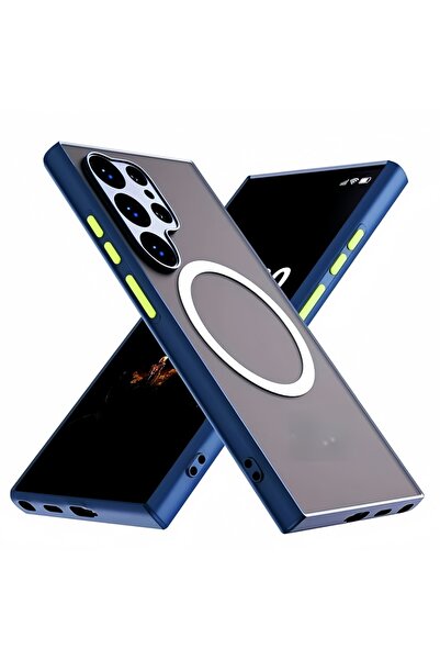 Choice هاتف Galaxy S25 فائق العمق باللون الأزرق، تصميم عصري بألوان متداخلة، م...