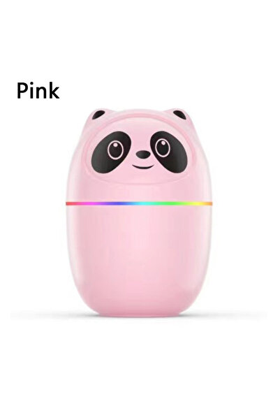 choice2 مرطب هواء صغير وردي اللون يعمل بمنفذ USB على شكل باندا، مع موزع للزيو...