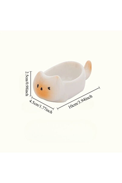 Choice1 4 inches Yellow Ceramic Cat-Shaped Mini Dipping Plate Side Dish Small...