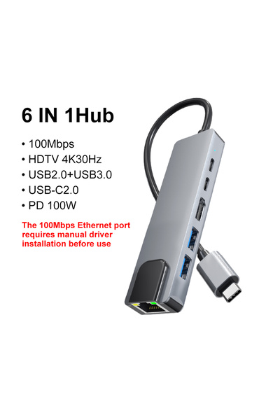 choice2 موزع USB-C متعدد المنافذ 6 في 1 بسرعة 100 ميجابت/ثانية، و8 في 1، ومحو...