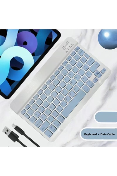 Choice6 لوحة مفاتيح بلوتوث لاسلكية صغيرة الحجم باللون الأزرق الفاتح، مناسبة ل...