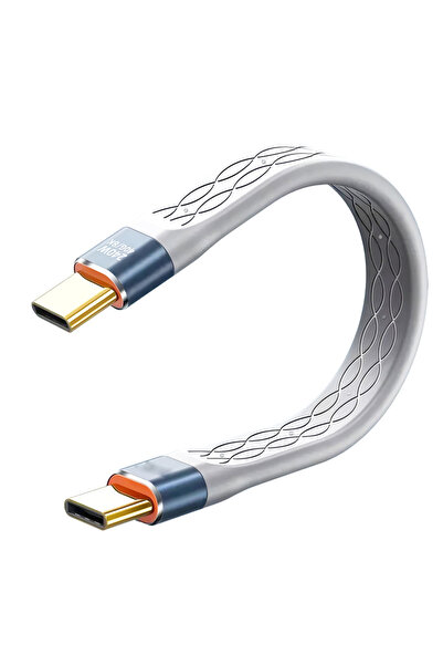 Choice كابل USB-C قصير رمادي اللون بقدرة 240 واط، يدعم الشحن السريع، وينقل ال...