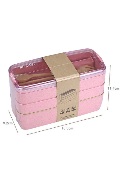 Choice5 pink Healthy Material Lunch Box 3 Layer Wheat Straw Bento Boxes Micro...