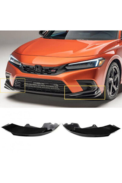 OtoTrend Honda Civic FE1 2022 ve Sonrası Uyumlu Ön Tampon Aero Flap Piano Bla...