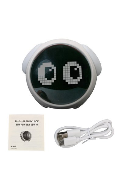 Choice1 WHITE Night Light Cute Expression Alarm Clk Child Alarm Clk Voice Con...