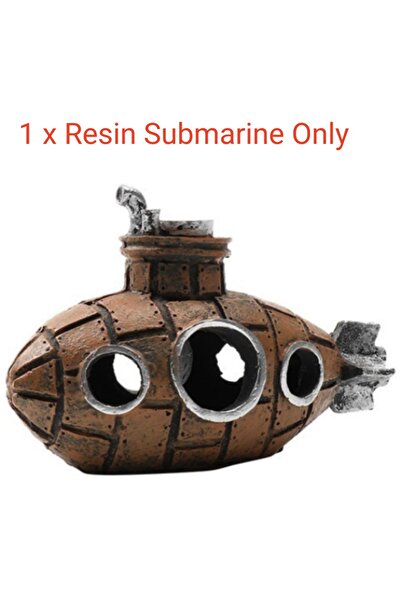 Choice1 مجموعة زينة حوض السمك على شكل غواصة من الراتنج فقط، تتضمن غواصة من ال...