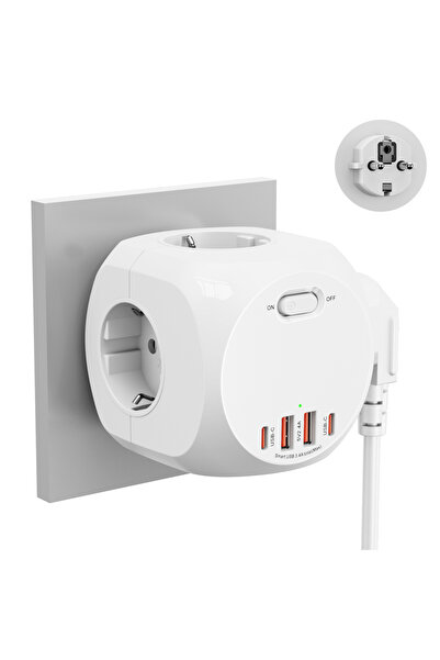 Choice موزع طاقة بمقبس 4AC، مقبس أوروبي، موزع متعدد المنافذ مثبت على الحائط، ...