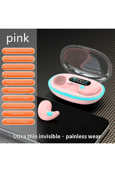 Choice Pink X55 Mini Invisible Sleep Wireless Bluetooth 5.0 Earbuds IPX5 Wate...