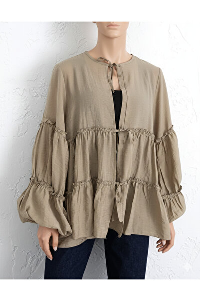 bellura Layered Shirt with Elastic Sleeves and Tie Front