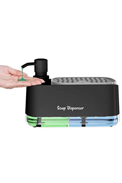 Choice موزع صابون مزدوج مع حامل إسفنجة وقطعة قماش للأطباق، موزع صابون غسيل ال...