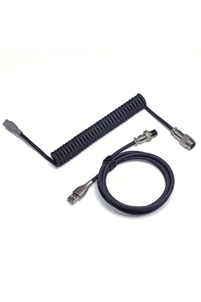 Choice1 كابل بيانات هوائي مضفر USB-A إلى Type-C، أسود اللون، لوحة مفاتيح ميكا...