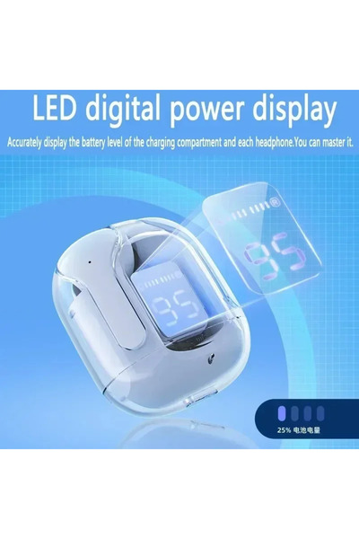 Choice3 سماعات بلوتوث لاسلكية شفافة أصلية زرقاء HK3 TWS، صوت عالي الجودة.