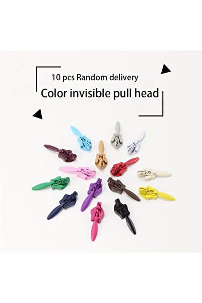 Choice 10Pcs-Randomly 10pcs Assorted Colors Nylon Zipper Pulls, 3# Invisible ...