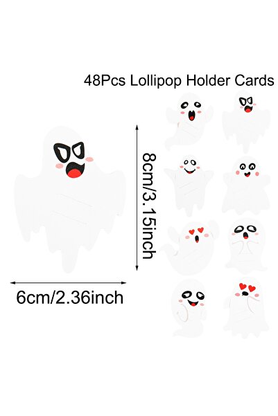 Choice 48Pcs 48pcs Ghost Lollipop Holder Happy Halloween Lollipop Decoration ...