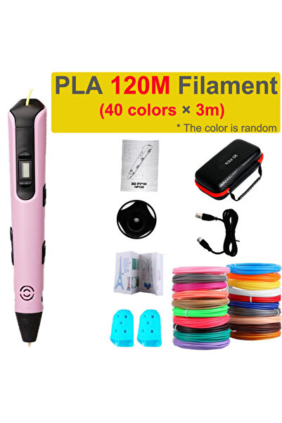Choice7 Pink-120PLA 3D Printing Pen Kids with Screen Type C Cable 1.75mm PLA ...