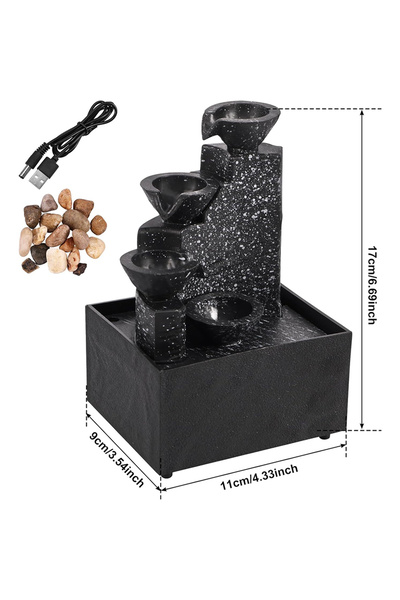Choice7 نافورة صغيرة على شكل زن - شلال LED مريح لمكتب العمل، غرفة اليوغا، ودي...