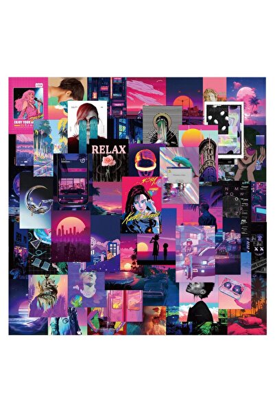 Choice Multicolor 50Pcs Vintage 80's Synthwave Cool Stickers Vaporwave Decal ...