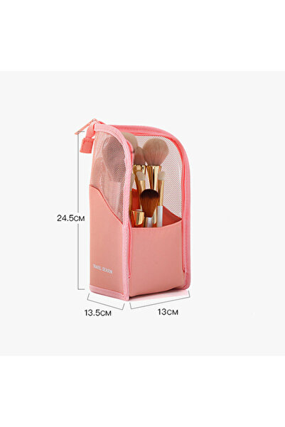 Choice Pink Portable Cosmetic Organizer Bag - Multi-Compartment Travel Toilet...